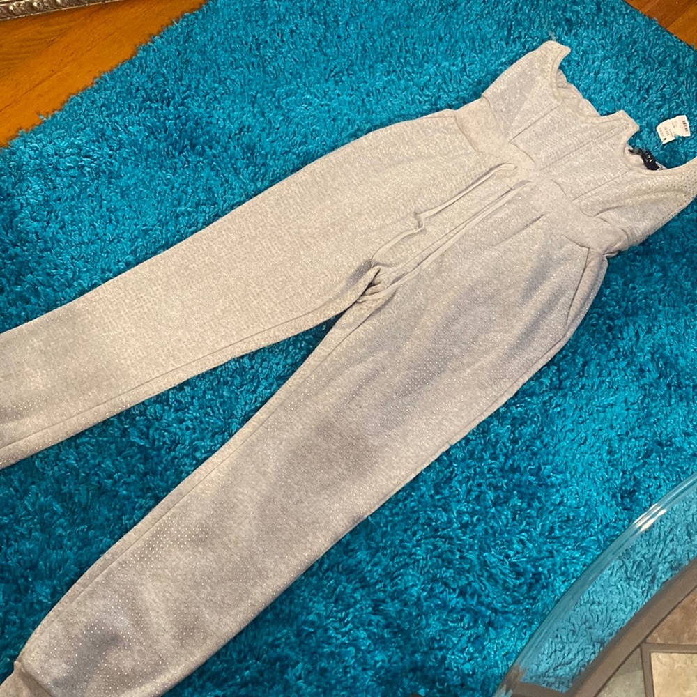 Grey, gathered leg  corset jumpsuit